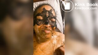 A happy shit eater guzzling piss and wallowing in filth