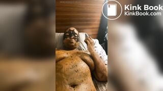 A happy shit eater guzzling piss and wallowing in filth