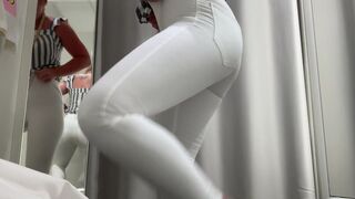 she tried on things in the store and made them dirty