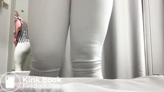 she tried on things in the store and made them dirty