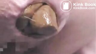 Japanese girl pooping fat log