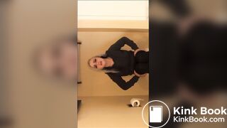 Hot blonde poops on toilet