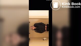 Hot blonde poops on toilet