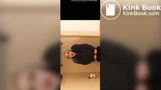 Hot blonde poops on toilet