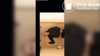 Hot blonde poops on toilet