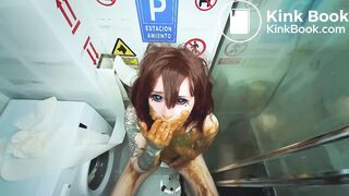 stunning her masturbating with shit in her mouth