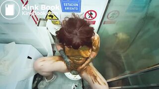 stunning her masturbating with shit in her mouth