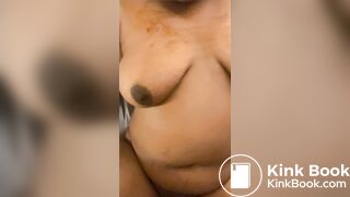 My slave feasts from my cock and asshole.