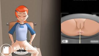 girl poops and farts in the toilet