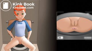 girl poops and farts in the toilet