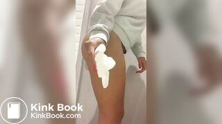 Fat ass pooing in toilet