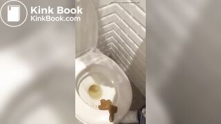 Fat ass pooing in toilet
