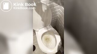 Fat ass pooing in toilet