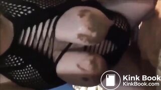 big tit girl get fucked and eating shit