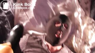 her heel pushed the shit deeper into his mouth