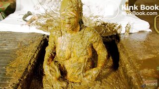 Betty submerges in cowshit during her workout