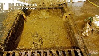 Betty submerges in cowshit during her workout