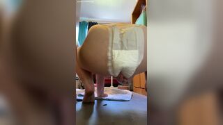 Bbw pig ties doggy diaper around her and shits