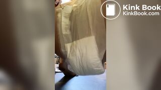 Bbw pig ties doggy diaper around her and shits