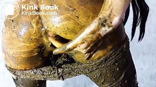 brunette girl shitting camos