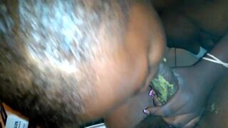 Ebony Beauty sucks her bf's shitty cock