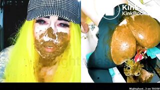 Shitting on fuck machine