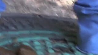 Beautiful woman defecating