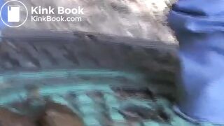 Beautiful woman defecating