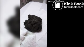 Black shit on toilet @@