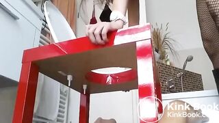 Sexy mistresses use their slave's as toilet