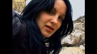 beautiful brunette shitting outdoor