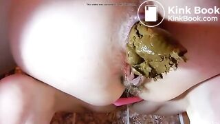 Multiple close up poops on bathroom floor 3