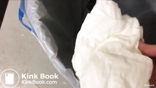 Shitting and tasting scat in public restroom