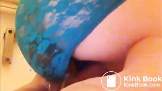 Girl shitting blue panties