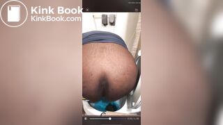 Ebony toilet shitting - video 9
