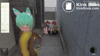 2 girls pooping together in an alley