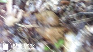 Outdoor Peeing and Pooping Big Log