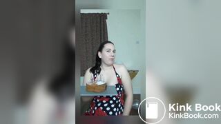 beautiful lady pooping on table part 1