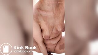 Slim girl shits in hand and smears in shower