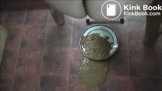 Elena shitting diarrhea in a plate