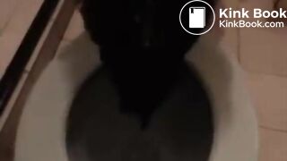 Stupid crack whore washes her hair in the toilet