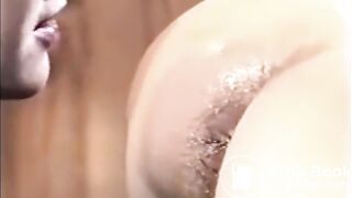 Blonde ... drinking enema from girl's ass