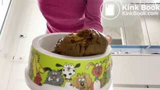 White girls shits in bowl