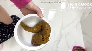 White girls shits in bowl