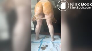 Thick curvy scat smear.