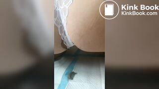 Thick curvy scat smear.