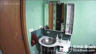 Sexy Blonde Strikes Again On The Toilet