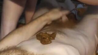 Dark haired babe fucking hard with poo