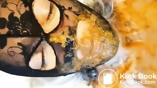 She takes a shitty cock in mouth Part1