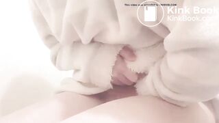 Jap girl having stomachache in toilet 2